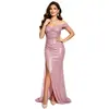 Vestido de noche de lentejuelas off-the-shoulder estilo sirena para mujer, con abertura larga, corte ajustado, elegante vestido de anfitriona de fiesta con una lujosa cola