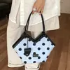 Bolsa Tote de Ombro Único Grande Capacidade Estampada Simples Moda 2026 Menina Doce Laço de Renda Bolsa Feminina