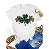 Camiseta de gola redonda com estampa de leopardo verde, manga curta, casual, simples, unissex, algodão e poliéster