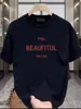 Camiseta Feminina de Algodão Soltinha de Manga Curta para o Verão Novo Design Estampado Tops Soltinhos de Meia-Manga de Nicho para Mulheres Transmissão ao Vivo