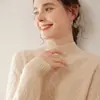 Suéter de cachemira de cuello medio alto para mujer, jersey de cuello alto, suéter base de cachemira, tejido de punto trenzado retro, ajuste ceñido, patrón de torsión