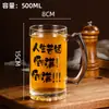 Caneca de Cerveja de Barril de 500ml com Alça Copo de Cerveja Artesanal Comercial Celebridade da Internet Criativo Churrascaria Taça de Vinho de Grande Capacidade