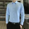 Camisa Lisa de Manga Larga para Hombre Directo de Fábrica Negocios Primavera Otoño Camisa Profesional Cuello de Solapa Corte Ajustado Camisa Blanca Hombre 5619
