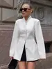 Moda Transfronteriza Blazer Blanco Elegante con Cuello Alto y Cintura Ajustada para Mujer Otoño 2026 Traje Pequeño Casual Elegante Ropa para Mujer Europea y Americana