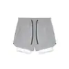 Pantalones cortos de running y fitness para hombre, talla europea, de nailon elástico en cuatro direcciones, corte ajustado, con forro interior, para deportes y actividades al aire libre