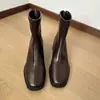 2026 Nuevas Botas Elásticas Ajustadas Versátiles Adelgazantes para Mujer Tacón Grueso Tacón Alto Botines Tobilleros Uso Diario Otoño Invierno Botas Negras Retro