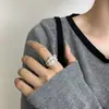 Nuevo Anillo Tejido Vintage Rayado para Mujer Plata de Ley S925 Diseño de Nicho Personalidad de Moda Anillo para el Dedo Índice