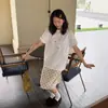 Camiseta blanca de algodón de manga corta para mujer con estampado de delfín y paloma estilo coreano, ajuste holgado de verano, diseño adelgazante, top de nicho