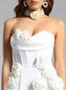 Vestido feminino de comércio exterior europeu e americano, decoração tridimensional de flores, top justo, vestido de bandagem, elegante, vestido curto para festa de casamento