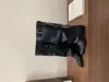 []Botas Longas Femininas Novas Outono/Inverno 2026 Bico Quadrado Salto Grosso Couro Empilhado Franzido Fivela Botas Calça