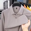 26 Novos Estilos de Camisas Polo Masculinas de Algodão Puro de Manga Longa, Moda Outono Versátil com Gola Cor Sólida Algodão Manga Longa Camisetas Masculinas