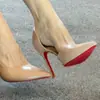 Primer encuentro: Tacones Altos Nude para Mujer con Suela Roja y Cortes Laterales, Punta Fina, Cómodos para el Trabajo, Zapatos de Tacón Fino
