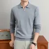 Estilo Riqueza Antigua Prendas de Punto Capa Base para Hombre Camisa Polo Cuello de Gaviota Ropa Interior de Invierno Suéter de Color Sólido Ropa Cálida para Hombre