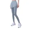 Leggings de yoga falso duas peças com bolsos embutidos, calças de ginástica respiráveis e amigáveis à pele, calças de yoga de cintura alta que levantam o bumbum para mulheres