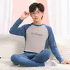 Pijama Infantil Niños Conjunto Cálido de Ropa Interior para Niños Medianos y Mayores Niñas Estudiantes Ropa de Otoño Pantalones de Otoño Adolescentes Capa Base Camisa de Algodón y Lana