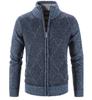 2024 comercio exterior nuevo primavera y otoño forrado de felpa talla grande para hombre cuadros casual cárdigan con cuello alto suéter abrigo de manga larga