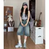 Shorts Vaqueros Vintage de Cintura Alta para Mujer, Nuevo Estilo Primavera/Verano 2025, Shorts de Cinco Puntos Petite, Shorts Rectos Sueltos de Largo Medio
