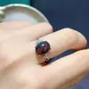 Anillo de Ópalo Negro Natural 9x11 mm Anillo Ajustable para Mujer Plata 925 Color Vibrante Brillo Tipo Fuego