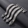 Pulsera de acero de titanio para hombre con personalidad vikinga nórdica transfronteriza, estilo punk vintage, con cabeza de lobo y cabeza de serpiente, cadena positiva e inversa