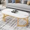 Mesa de centro europeia de canto arredondado para casas pequenas, mesa de centro moderna simples para sala de estar em vidro temperado com textura marmorizada