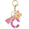 Chaveiro de Resina com Iniciais Femininas Borboleta Pingente de Franja Chaveiro de Resina Carteira Carro Mochila Bolsa de Mão Joia