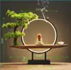 Novos Ornamentos de Mesa Inspirados no Zen Estilo Chinês Anel de Luz LED Pavilhão Iluminação de Pinheiro Presente Criativo com Ambiente