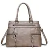 Bolsa de ombro multi-bolsos para comércio exterior transfronteiriço, bolsa de mão grande de couro macio lavado vintage, bolsa transversal crossbody transfronteiriça atacado