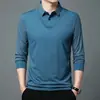 Camiseta gola lapela falsa de duas peças masculina primavera e outono camisa de base 2023 nova camisa masculina com gola top camiseta de manga comprida