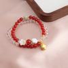 Nueva pulsera china con topacio aguamarina y colgante del zodiaco de la serpiente, pulsera de cristal rosa, doble círculo, pequeña, fresca y a la moda, combina con todo.