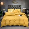 Juego Sencillo de Cuatro Piezas de Sábanas de Cama al por Mayor Bordadas Cepilladas de Lujo Ligero, Fundas de Edredón, Ropa de Cama Juego de Tres Piezas de Algodón Puro Lavado