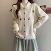 Casaco Suéter Floral Bordado Novo Outono/Inverno 2026, Solto, Casual, Confortável Cardigan de Tricô, Tendência da Moda Feminina