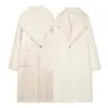 Abrigo largo de invierno de piel sintética con cuello grande de pelo para mujer, reversible, piel sintética integrada, hasta la rodilla, engrosado, cálido, disponible en varios colores