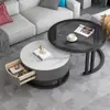 Conjunto de Mesa de Centro Redonda com Gaveta em Pedra Sinterizada Estilo Nórdico Celebridade da Internet Mesa de Sala de Estar Mesa de Centro Moderna Minimalista Pequeno Apartamento Uso Doméstico