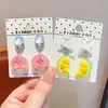 Pinzas de Oreja de Corazón de Colores con Lazo y Durazno Brillante 3D para Niñas, No Requieren Perforación, Accesorios para Orejas sin Dolor