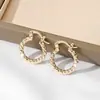 Brincos Geométricos Mini Eletrodepositados Estilo Ins Amazon Transfronteiriços com Design de Textura Martelada Imitada Argolas Douradas 18K Não Desbotáveis