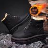 Zapatos altos de invierno para hombre, zapatos deportivos casuales de moda coreana para hombre, zapatos blancos pequeños de moda con forro polar, zapatos de algodón grueso y cálido.