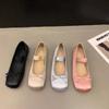 Zapatos de Moda de Ballet Rosas Zapatos de Hada Estilo Retro Primavera y Otoño Satén Plateado Estilo de Noche Zapatos Mary Jane de Gama Alta