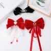 Pinza para el cabello festiva de Año Nuevo para niña, lazo rojo vino, pinza para el cabello para niños, franela, visón, estrella, diamante, corona, pinza para el cabello
