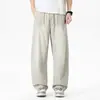 Ropa de Hombre Feng She / Novedad de Primavera Calle Alta Americana Pierna Ancha Rayas Tencel Lavado Enzimático Falso Pierna Recta Pantalones