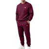 Conjunto esportivo casual de malha jacquard texturizada waffle liso para outono e inverno, masculino, europeu e americano, a pronta entrega