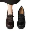 2026 Novo Estilo Mocassins com Laço, Solado Grosso, Bico Redondo e Salto Bloco para Mulheres, Moda de Nicho, para Ir ao Trabalho, Casuais, Elegantes, Sapatos de Couro