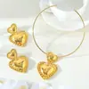 Set de Aretes y Collar con Forma de Corazón de Personalidad Elegante Transfronterizo Europeo y Americano, Aretes Versátiles de Aleación Geométricos Retro a la Moda en Stock
