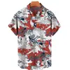 Estilo Étnico Nueva Camisa Hawaiana de Verano Patrón de Grulla en Spray Impresión 3D Top de Moda para Hombres