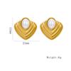 Aretes de Acero Inoxidable Europeos y Americanos de Moda Transfronteriza para Mujer Aretes de Perlas Incrustadas Electrochapados Joyería Aretes Fabricante Mayorista de Yiwu