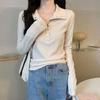 Camiseta Sexy Ajustada de Manga Larga con Diseño Estilo Coreano para Primavera y Otoño para Mujer para Usar por Dentro y por Fuera Tops Tejidos para Mujer Camisetas Base Tendencia