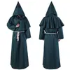 Fantasias Europeias e Americanas de Halloween Transfronteiriças, Roupas de Cosplay de Sacerdote, Chapéus, Mantos Medievais, Interpretação de Papéis de Mago e Monge