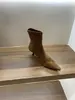Botines de tacón alto, punta fina, gamuza, color caqui, corte ajustado, zapatos de mujer, nueva colección Otoño/Primavera 2026, botines cortos estilo coreano