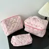 Bolsa de Maquiagem Verde Menta com Bolinhas, Grande Capacidade, Bolsa de Armazenamento de Maquiagem de Algodão Acolchoado Estilo Ins, Bolsa de Higiene Pessoal Portátil para Viagem