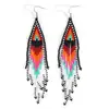 Pendientes Largos con Borlas Degradadas y Patrón Geométrico de Cuentas de Arroz de Venta Caliente para Accesorios de Uso Diario de Mujer