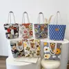 Bolsa de Lona Gran Capacidad Bolso de Hombro para Mujer Bolso de Mano Estampado Estilo Coreano Bolsa Tote Bolsa de Lona Literaria Estilo Étnico Venta al por Mayor